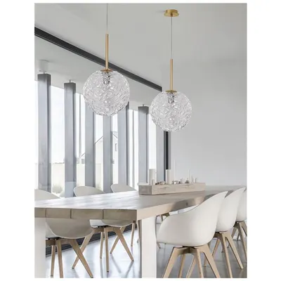 Lampa suspendata MIRANO Clear Structured Sticla & Brushed Auriu Otel E27 1x12 Wat 230 Volt IP20