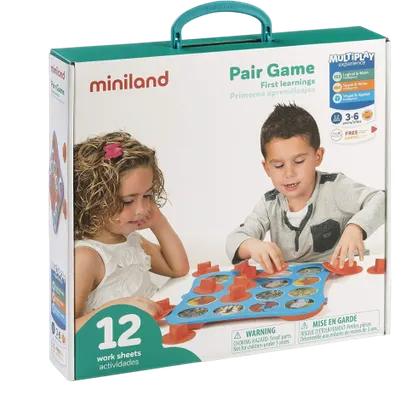 Joc de memorie 12 activitati Pair Game - First Learnings Set, 3-6 ani, Miniland 31920