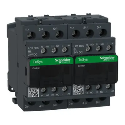 Contactor inversor, TeSys Deca, 3P(3NO), AC-3, <=440V, 25A, bobina CC 24V consum redus, terminale cu surub