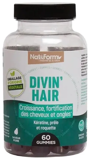 Divin Hair – Formulă pentru păr, piele și unghii, 60 comprimate gélificate, Nat&Form