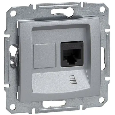 Priza simpla date, Rj45 Cat.5E Utp Schneider Sedna SDN4300160, aluminiu