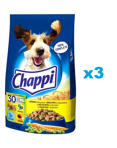 CHAPPI 3x2,7 kg - hrana pentru caini cu pasare si legume