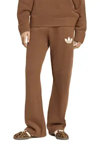 Pantaloni cu detaliu monograma si snur - Maro