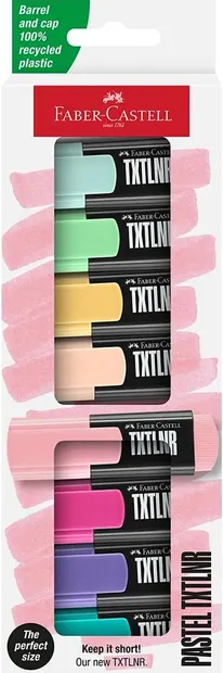 Set mini markere text Faber-Castell TXTLNR - Pastel, 8 culori
