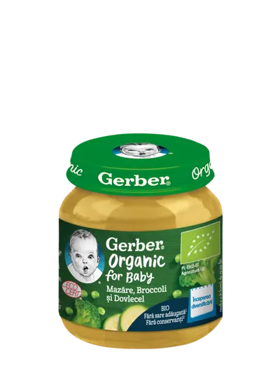 Mazare cu brocoli si dovlecel +4 luni, 125g, Gerber