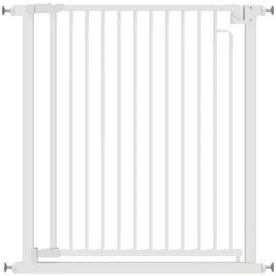 PawHut Grilaj de protecție pentru scări Barieră fără găurire cu închidere automată pentru copii Bucătărie Scară 76-80 x 76 cm Alb | Aosom Romania