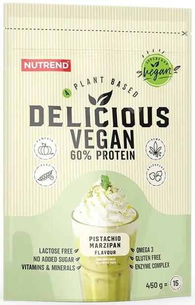 Delicious Vegan Protein, fistic cu marțipan, 450 g, Nutrend