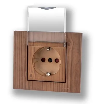 Priza Schuko Prot Copii Capac ST Grano Ovivo OV00359, 10A, 250V, IP20, Woods masiv