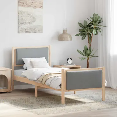 vidaXL Cadru de pat cu headboard Gri deschis 75 x 190 cm țesătură