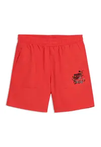 Pantaloni scurti de trening cu imprimeu logo - Negru/Rosu vermillion