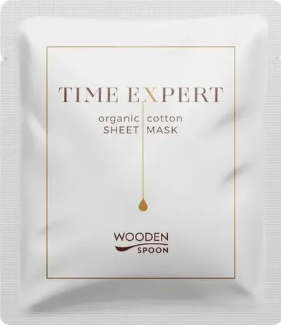 Wooden Spoon Mască pentru față Time Expert, bumbac organic, 1 buc