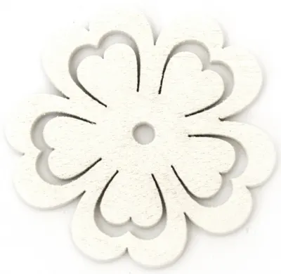Trifoi de lemn Em Art - 4,8 x 0,25 cm, alb (10 buc.)