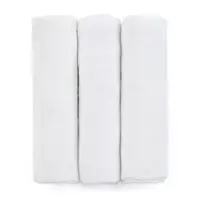 Set 3 scutece PetiteMars din muselina de bambus Moussy Total White hipoalergenice 68 x 68 cm Alb