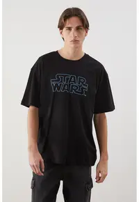 Tricou lejer din bumbac cu tematica Star Wars - Negru