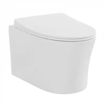 Set vas wc suspendat, rimless, cu capac soft close si quick release, alb, Fluminia, Isolda