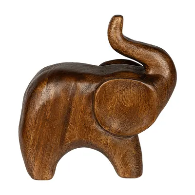 Decoratiune elefant norocos WOODEN DECOR 8x20x20cm