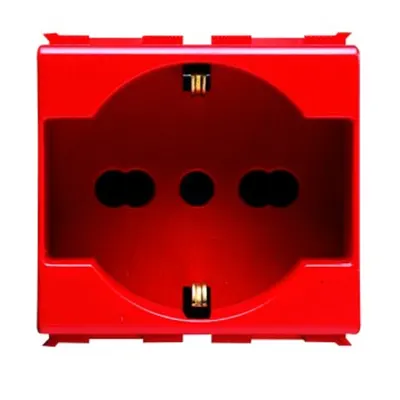 Italian/priza Schuko 250 V Ac - For Dedicated Lines - 2p+e 16a Dual Amperage - P40 - 2 Module - Red - Playbus