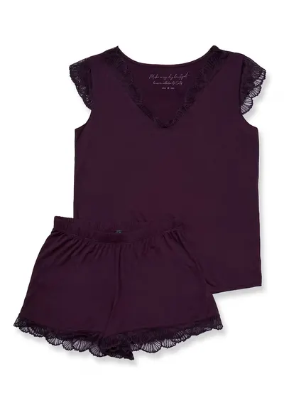 Pijamale de dama dantela mov