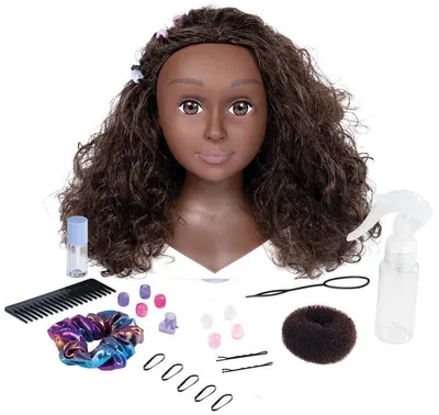 Set de joacă Smoby - My Beauty Afro, păpușă pentru coafuri, 23 accesorii