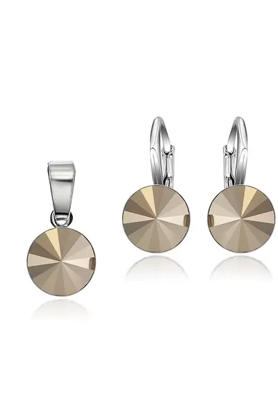 Set Argint 925 placat cu rodiu cu cristale Swarovski® Rivoli 8mm LRS - Auriu