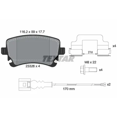 Set placute frana, frana disc TEXTAR 2332602