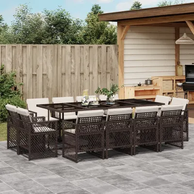 Gossi set mobilier de gradina, 13 piese, maro, cu perne, poliratan
