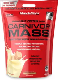 Carnivor Mass Beef Gainer, vanilie și caramel, 4675 g, Muscle Meds