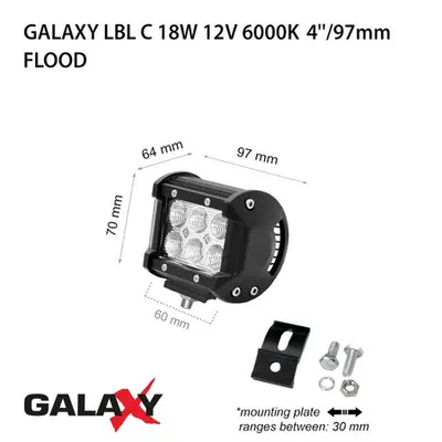 Proiector bara LED GALAXY LBL C 18W 12/24V 6000K 4``/97mm