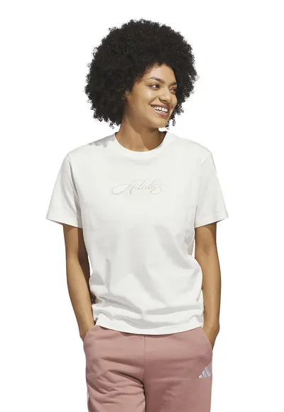 Tricou din bumbac cu logo Cursive - Alb murdar