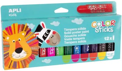 Set de creioane pentru desen APLI Kids - Baton de guache, 12 culori pastelate