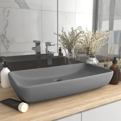 Gossi chiuveta dreptunghiulara lux gri deschis mat 71x38 cm ceramica