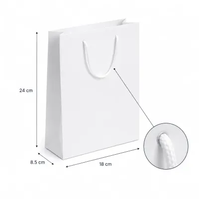 Pungi cadou dreptunghiulare uni - alb (set 12 buc) - Mică - 18x24x8,5cm