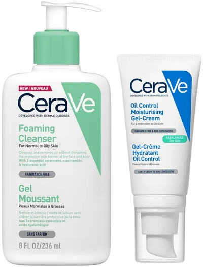 CeraVe Set - Gel-spumă și gel-cremă de curățare pentru față și corp, 236 + 52 ml