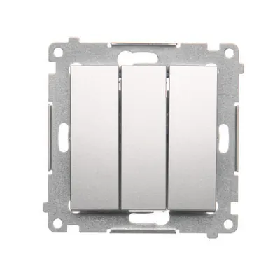 Buton triplu (modul), 10AX 250V, fitinguri push-in, argintiu mat metalizat