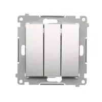 Buton triplu (modul), 10AX 250V, fitinguri push-in, argintiu mat metalizat