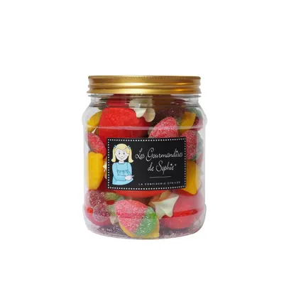 Borcan cu bomboane cu aroma de fructe - salade de fruits