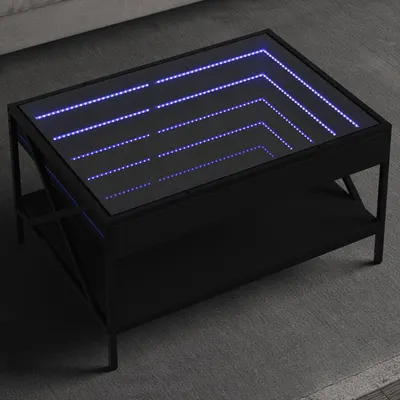 Gossi masuta de cafea cu led infinity, negru, 70x50x38 cm