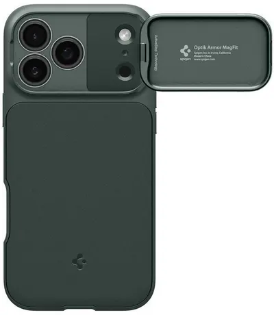 Husă Spigen - Optik Armor iPhone 17 Pro Max, MagSafe, Abyss Green