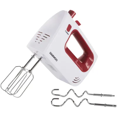 Mixer de mana Daewoo DHM122R, 5 Viteze, Functie Turbo, Putere 300W, Alb/Rosu