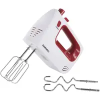 Mixer de mana Daewoo DHM122R, 5 Viteze, Functie Turbo, Putere 300W, Alb/Rosu