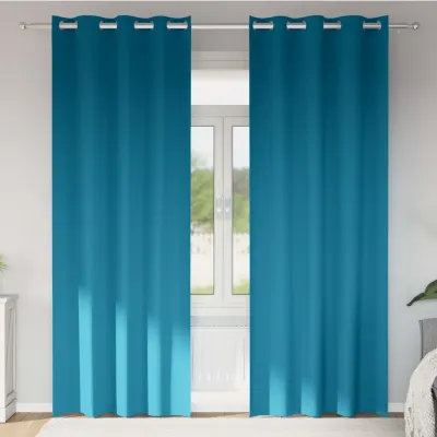 vidaXL Perdele Opaque cu Inel 2 buc. Turcoaz 245 x 140 cm Poliester