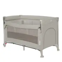 Patut pliant multifunctional, Lionelo, Ellen, Cu laterala culisanta, Nivel suplimentar, Intrare laterala cu fermoar, 2 roti, Saltea pliabila si geanta de transport incluse, 0- 36 luni, Pana la 15 kg, 120x60 cm, Conform cu EN 716, Bej