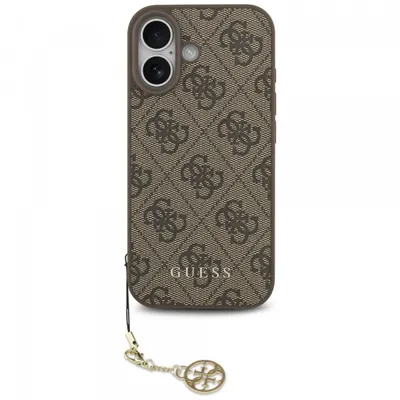 Husa MagSafe pentru Apple iPhone 17, Guess, 4G Charm Cradle, Maro