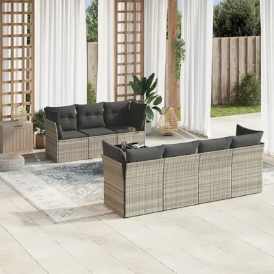 Gossi set mobilier de gradina cu perne, 8 piese gri deschis poliratan