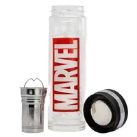 Infuzor de ceai din sticla barosilicata, cu pereti dubli, 350 ml, rosu, Marvel Engros