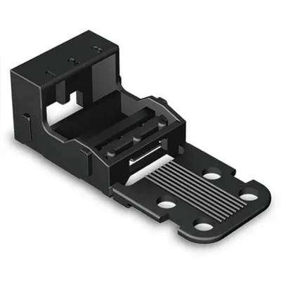 Mounting carrier; for 3-conductor terminal blocks; 221 Series - 4 mm²; with snap-in mounting foot for vertical mounting; black