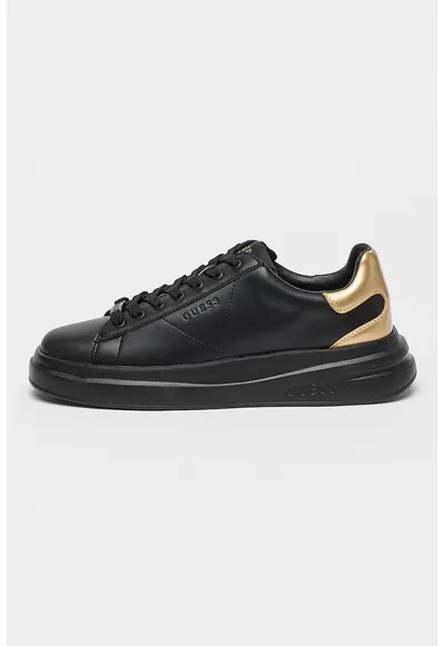 Pantofi sport de piele si piele ecologica cu platforma Elbina - Auriu/Negru