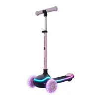 Trotineta pentru copii Kinderkraft Raket Up Pink pliabila, reglabila, cu lumini Led si scaunel