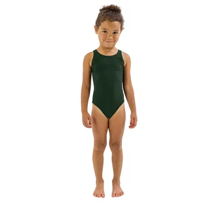 Costum de baie intreg Fete Bladeback - verde inchis pin solid