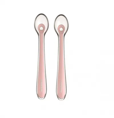 Set 2 lingurite din silicon pentru copii KikkaBoo Pink in cutiuta depozitare,Recomandata de la 4 luni,Fara BPA,Textura extrem de moale